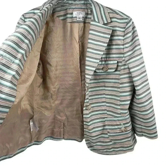 Loft Women's Striped Blazer Size 10 Multicolor Long Sleeve Jacket - Picture 4 of 12